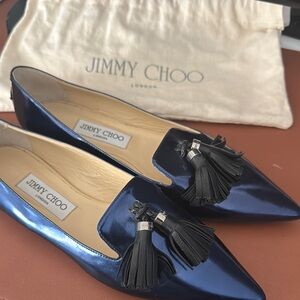 Jimmy Choo Women's Blue Tassel Loafers
